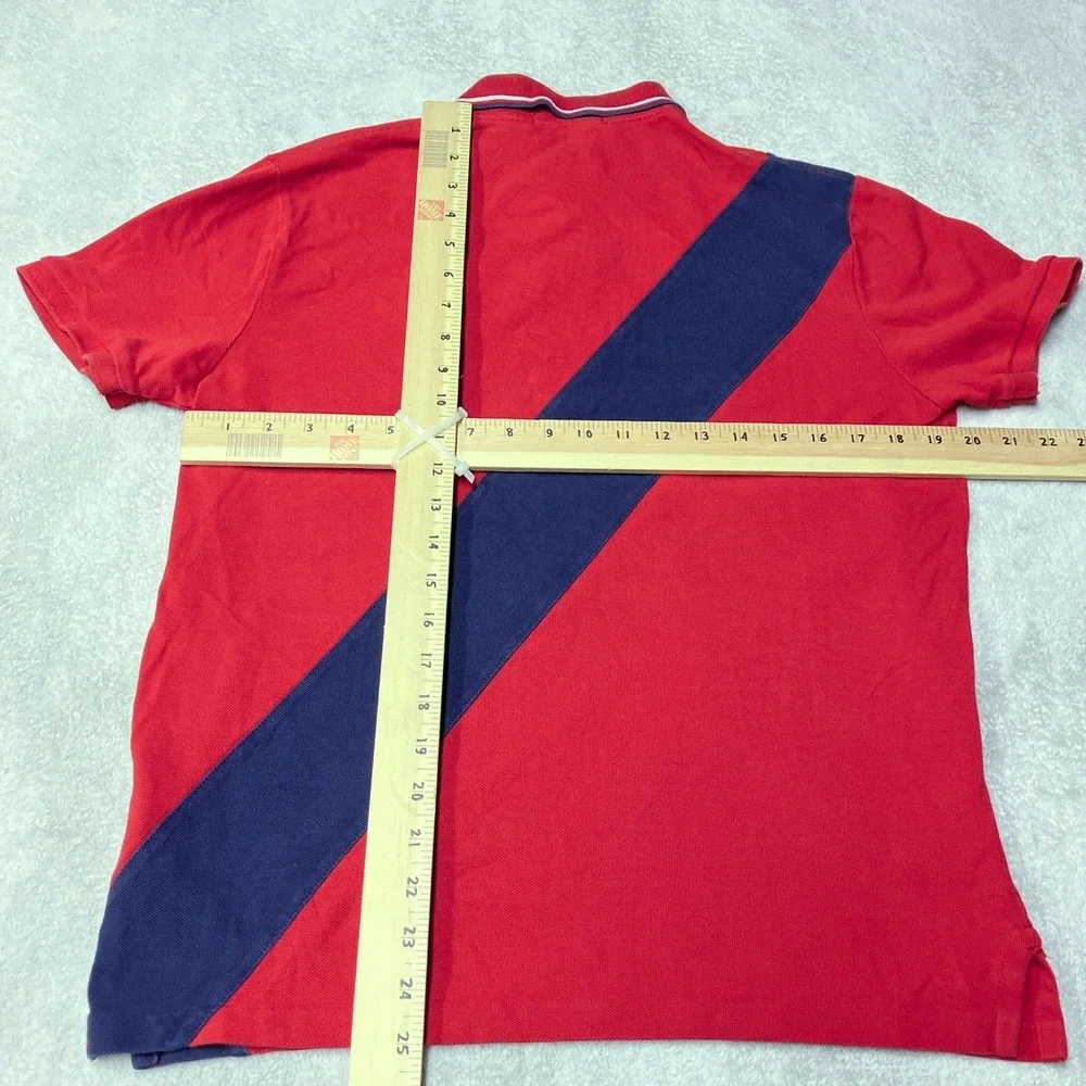 Polo Ralph Lauren Polo Shirt Red Navy Blue Sash Big Pony Custom Slim Fit Mens M